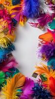 AI generated Natures vibrant display colorful feathers on a white surface photo