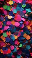 AI generated a pile of colorful confetti is sitting on a table photo