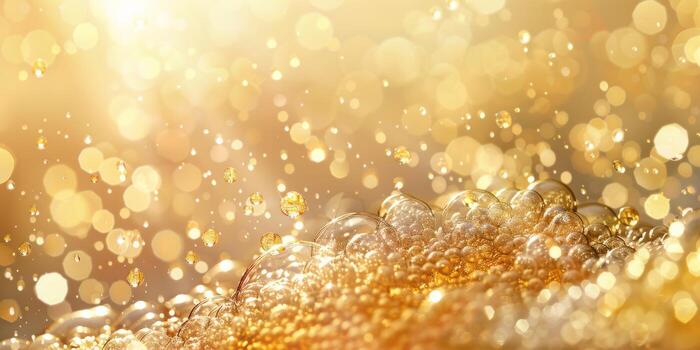 AI generated a close up of a gold background with bubbles coming out of it photo