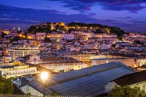 View of Lisbon from Miradouro de Sao Pedro de Alcantara viewpoint. Lisbon, Portugal photo