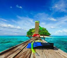 Tropical island in sea photo