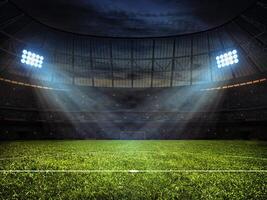 Soccer football stadium with floodlights photo