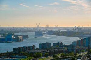 View of Rotterdam city and Nieuwe Maas river photo
