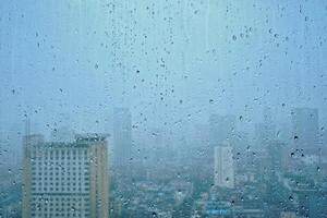 Rain drops on window photo