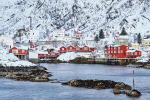 un pueblo en lofoten islas, Noruega foto