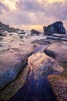 Beach of fjord in Norway photo