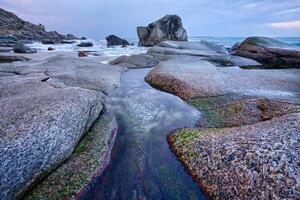 Beach of fjord in Norway photo