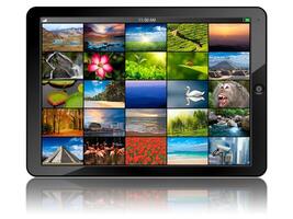 Tablet PC with several images photo