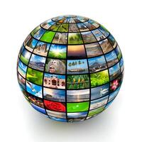 Picture globe with travel images photo