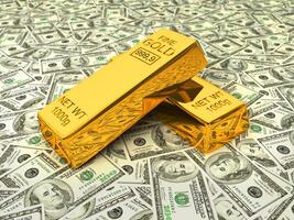 Gold bars on dollars photo