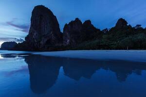 Sunset on Pranang beach. Railay , Krabi Province Thailand photo