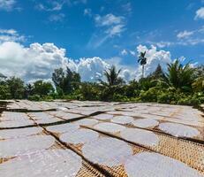 Making of rice noodles. Vietnam photo