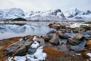 Fjord in winter, Norway photo