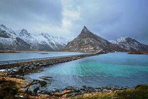 Fredvang Bridges. Lofoten islands, Norway photo