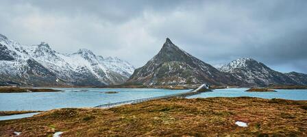 Fredvang Bridges. Lofoten islands, Norway photo