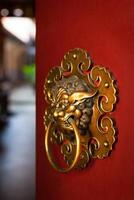 Doorknob of the Buddhist temple photo