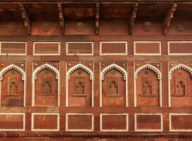 Wall decoration in Agra fort. Agra, Uttar Pradesh, India photo