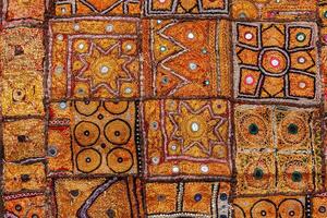 Colorful indian fabric textile. India photo