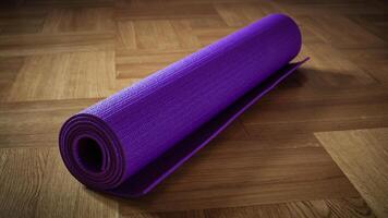 Yoga mat on floor photo