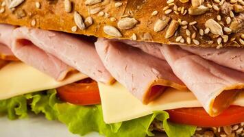 Ham sandwich close up photo