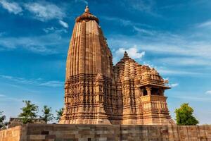 Famous temples of Khajuraho with sculptures, India photo