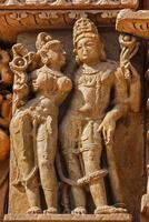 Famous sculptures of Khajuraho temples, India photo