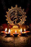 shiva nataraja con diwali luces foto