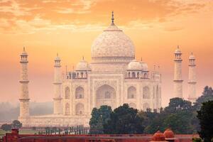 Taj Mahal on sunrise sunset, Agra, India photo