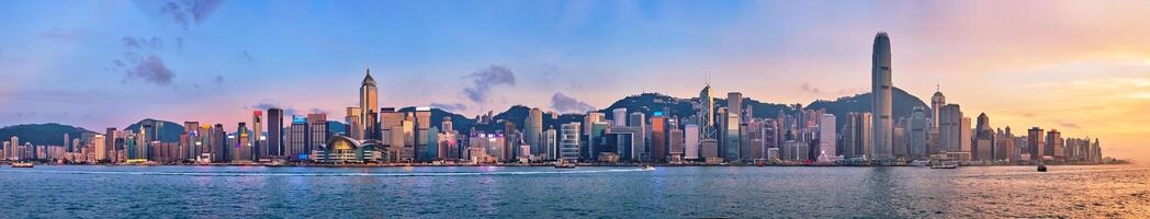 Junk boat in Hong Kong Victoria Harbour photo