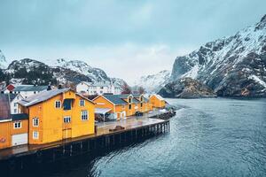 nusfjord pescar pueblo en Noruega foto