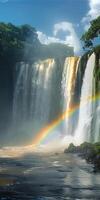 AI generated vertical background with view of the large waterfall photo