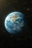 AI generated Planet Earth from outer space at night with city lights. 3d illustration photo