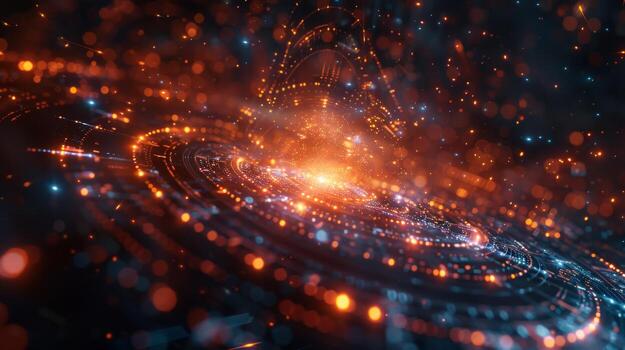 AI generated Neural cells with luminous communication nodes in an abstract dark space, 3D illustration photo