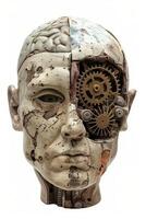 AI generated A human head with a toothed clockwork mechanism. The concept of thinking, decision-making photo