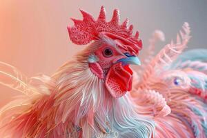 AI generated Cute colorful cock with a big scallop photo