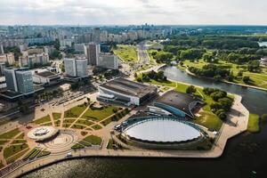 View from the height of Pobediteley Avenue in Minsk.The streets of the city of Minsk.Belarus photo