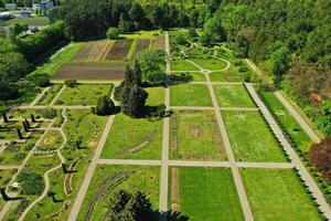 Top view of the spring Minsk Botanical Garden. Belarus photo