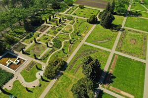 Top view of the spring Minsk Botanical Garden. Belarus photo