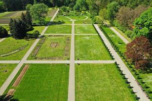 Top view of the spring Minsk Botanical Garden. Belarus photo