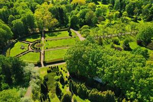 Top view of the spring Minsk Botanical Garden. Belarus photo