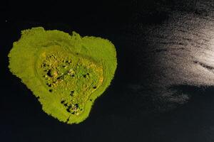 Top view of lake Drivyaty in the Braslav lakes National Park, the most beautiful lakes in Belarus.An island in the lake.Belarus. photo