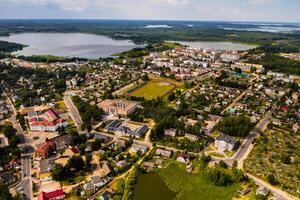 Top view of the city of Braslav in summer, Vitebsk region, Belarus. photo