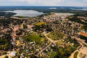 Top view of the city of Braslav in summer, Vitebsk region, Belarus. photo