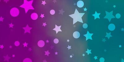 Light Blue, Red vector pattern with circles, stars.