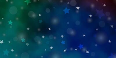 Light Blue, Red vector background with circles, stars.