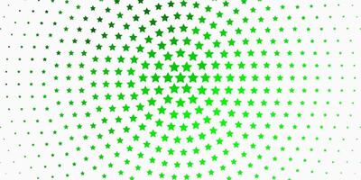 plantilla de vector verde claro con estrellas de neón.