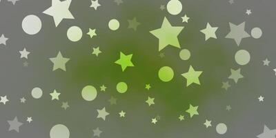 Light Green vector background with circles, stars.