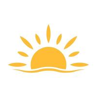 un medio sol está poniendo el concepto de puesta de sol de vector de icono hacia abajo para diseño gráfico, logotipo, sitio web, medios sociales, aplicación móvil, ilustración de interfaz de usuario