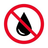 No waterproof warning sign, water drop forbidden vector icon symbol. Forbidden sign isolated on white background.illustration