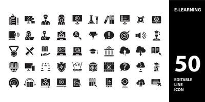 E-learning icons set. Collection of simple editable icons for web design, app, and more. vector